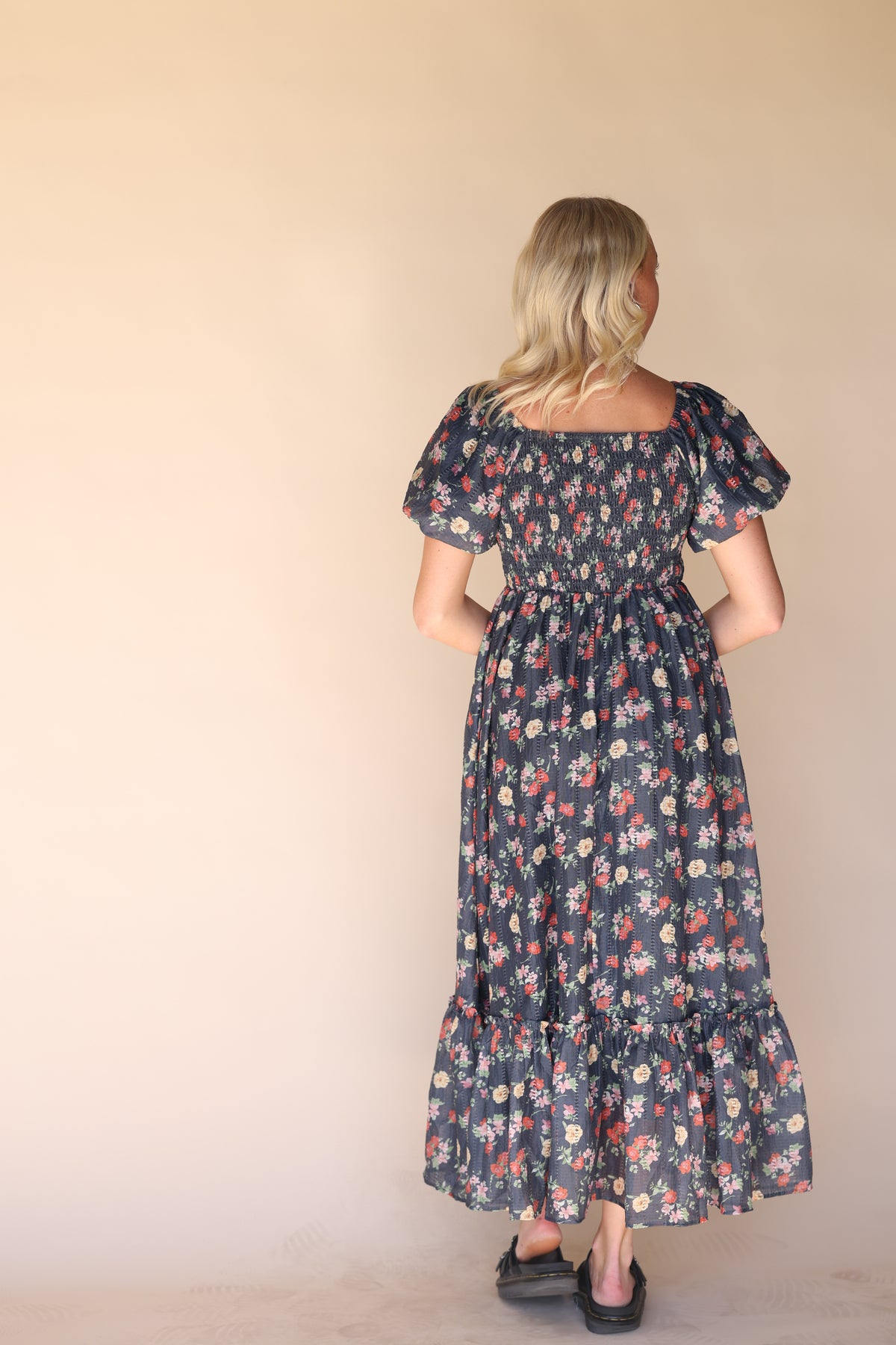 Greta Maxi Dress in Floral Charcoal