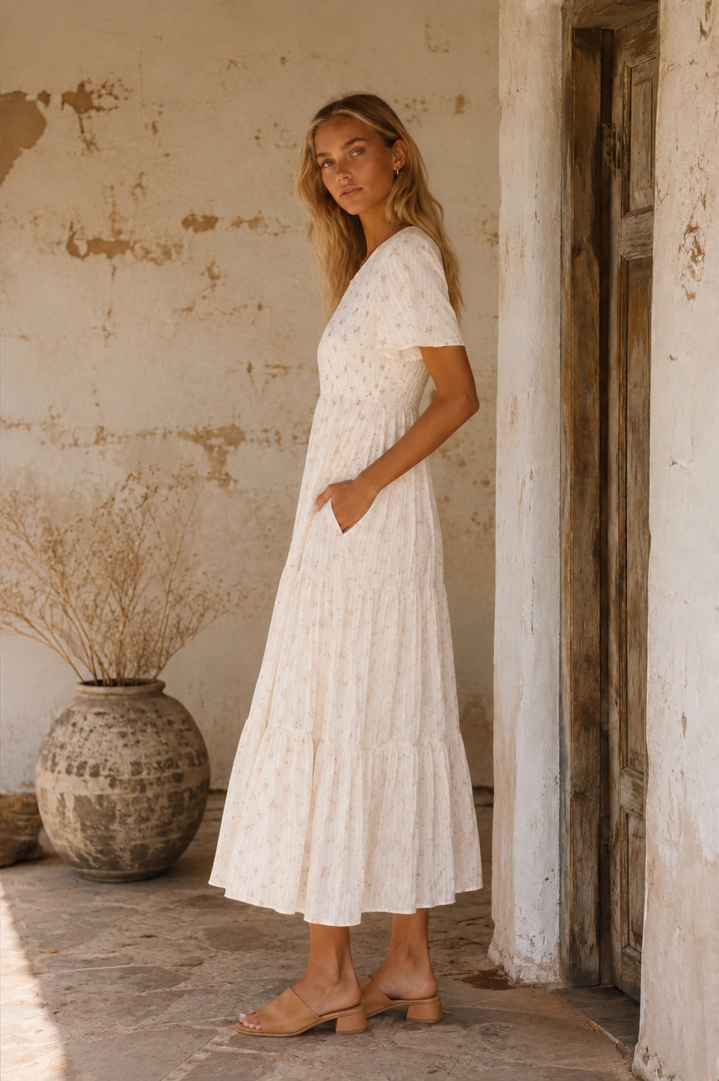 Tayla Cotton Maxi Dress in Cream