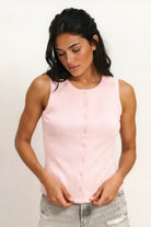 Pink button up sleeveless top