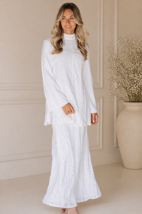 White maxi dress set