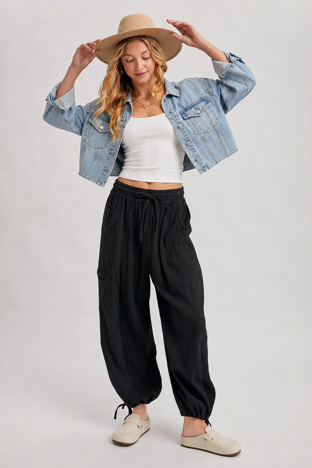 Melody Jogger Drawstring Pants in Black