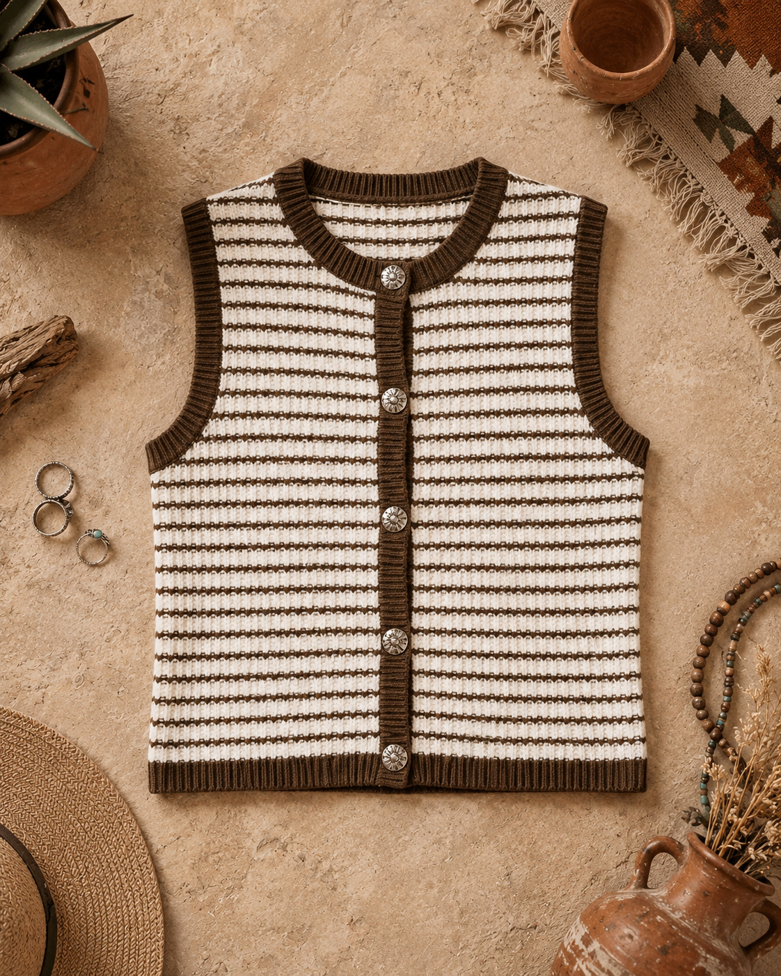 Grace Sleeveless Knit Top in Brown