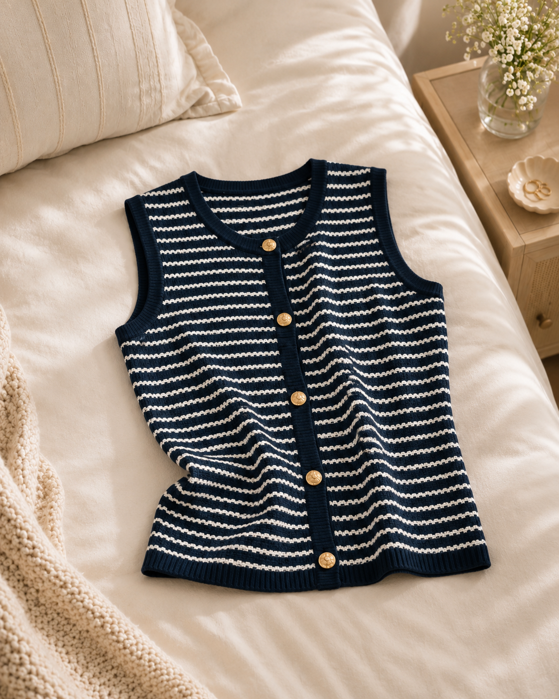 Grace Sleeveless Knit Top in White