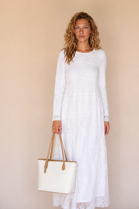 Woven Tote Bag in Ivory