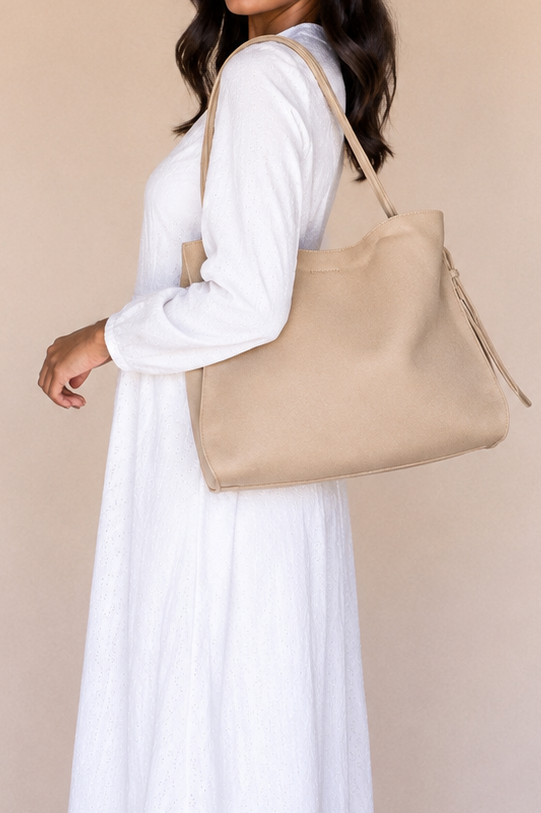 Danica Suede Bag in Beige