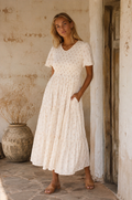 Tayla Cotton Maxi Dress in Cream