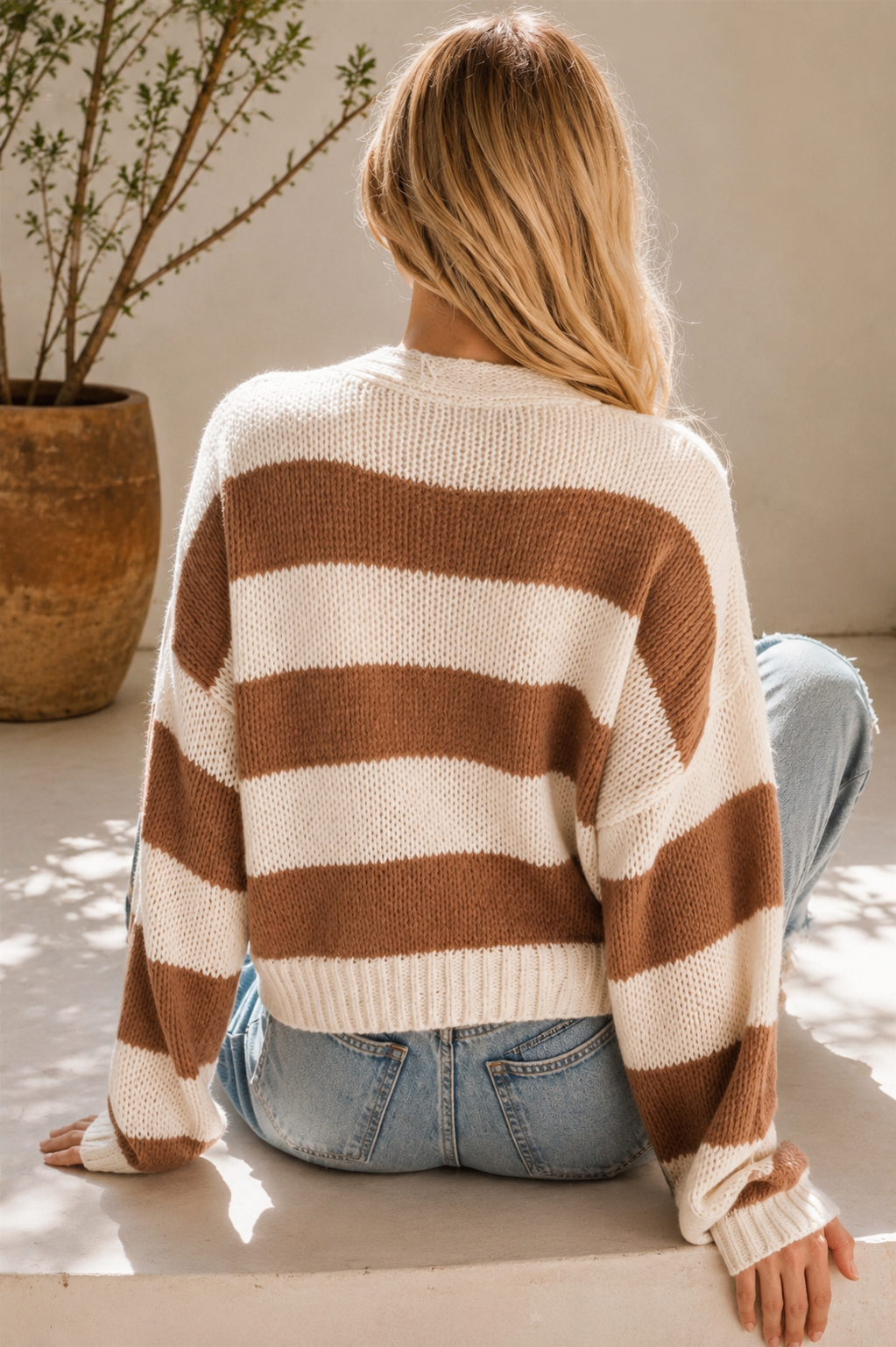 Wren Striped V Neck Sweater