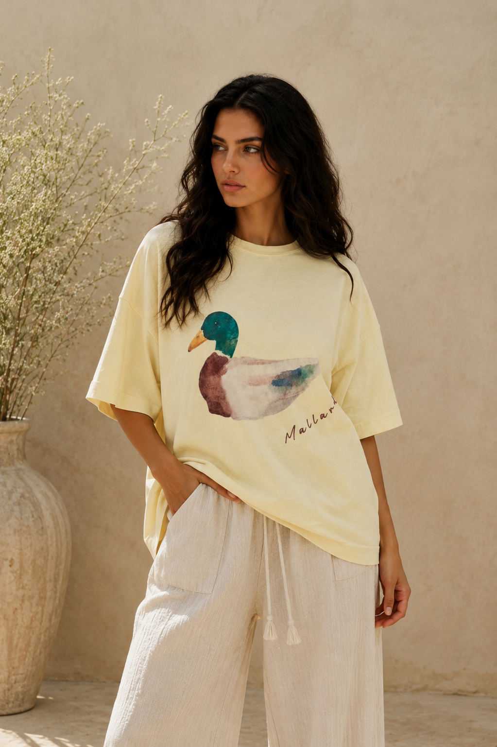 Mallard Duck Printed Oversized Tee Shirt
