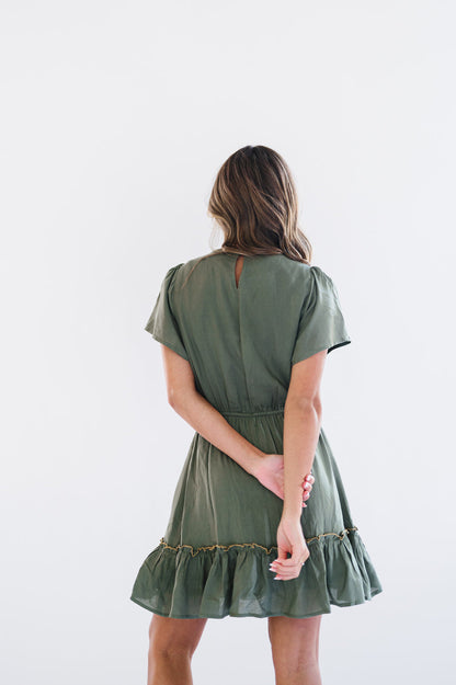 Cammy Short Sleeve Dress in Olive