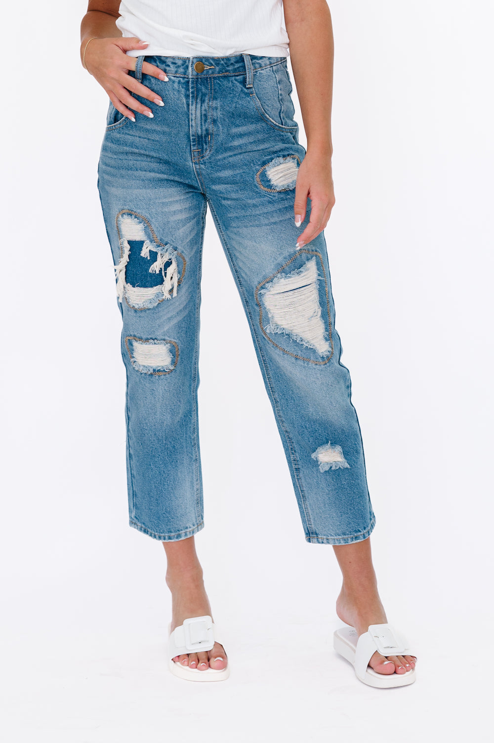 Cropped denim jeans