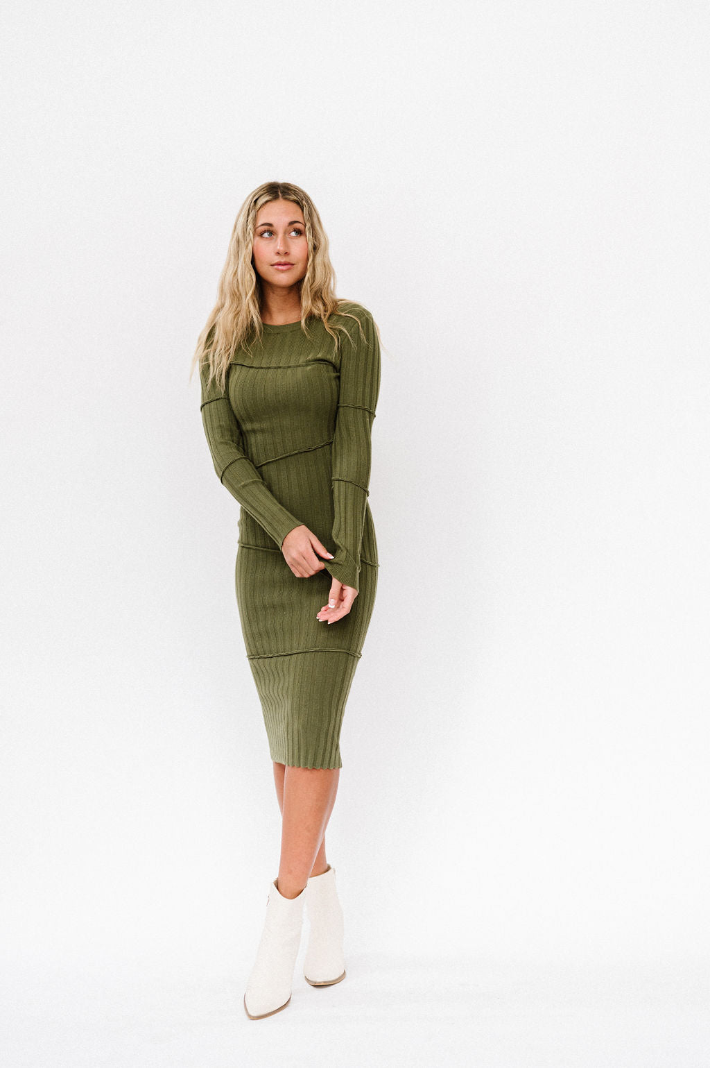 Olive Green Sweater Dress