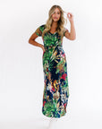 Tropic floral maxi dress with short sleeves