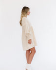 Flowy cream dress with bubble sleeves