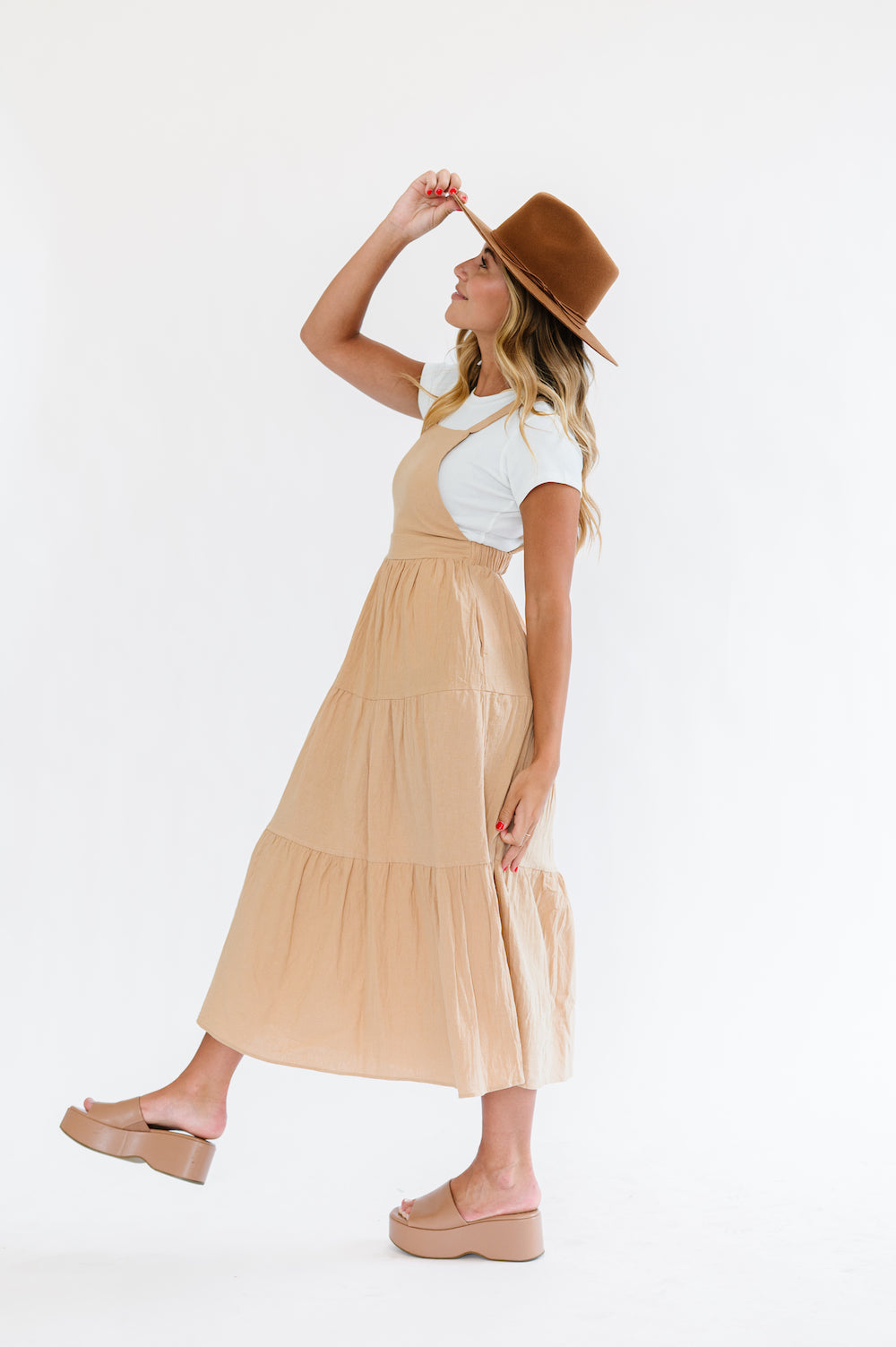 Shay Overall Dress in Taupe