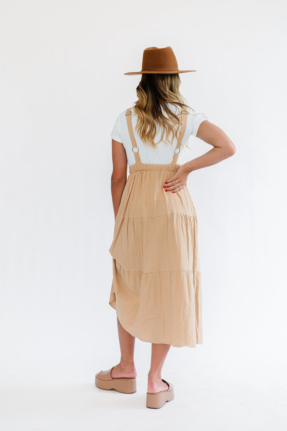 Shay Overall Dress in Taupe