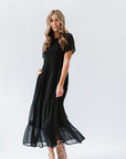 Maxi dress with sheer tiered skirt