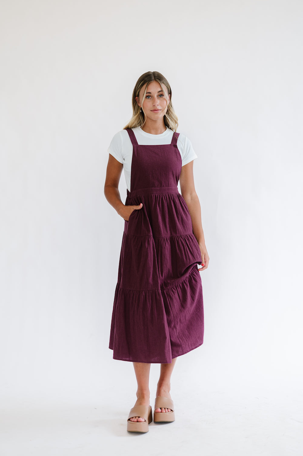 Shay Overall Dress in Plum