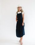 Shay Overall Dress in Navy Blue