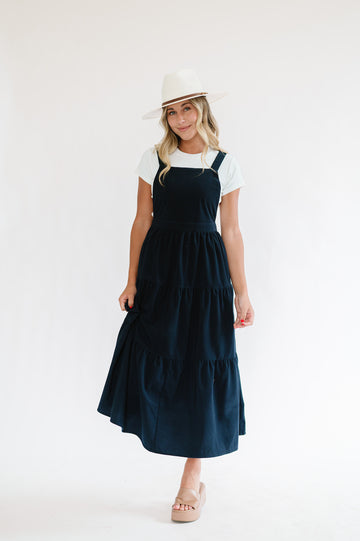 Shay Overall Dress in Navy Blue - Preorder