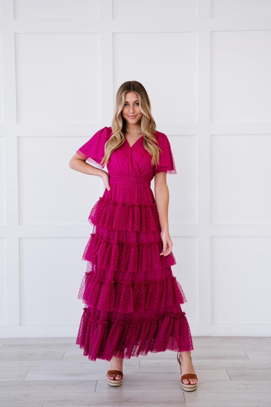 Maxi dress with tool tiered skirt