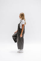 Wide leg denim overalls women's 