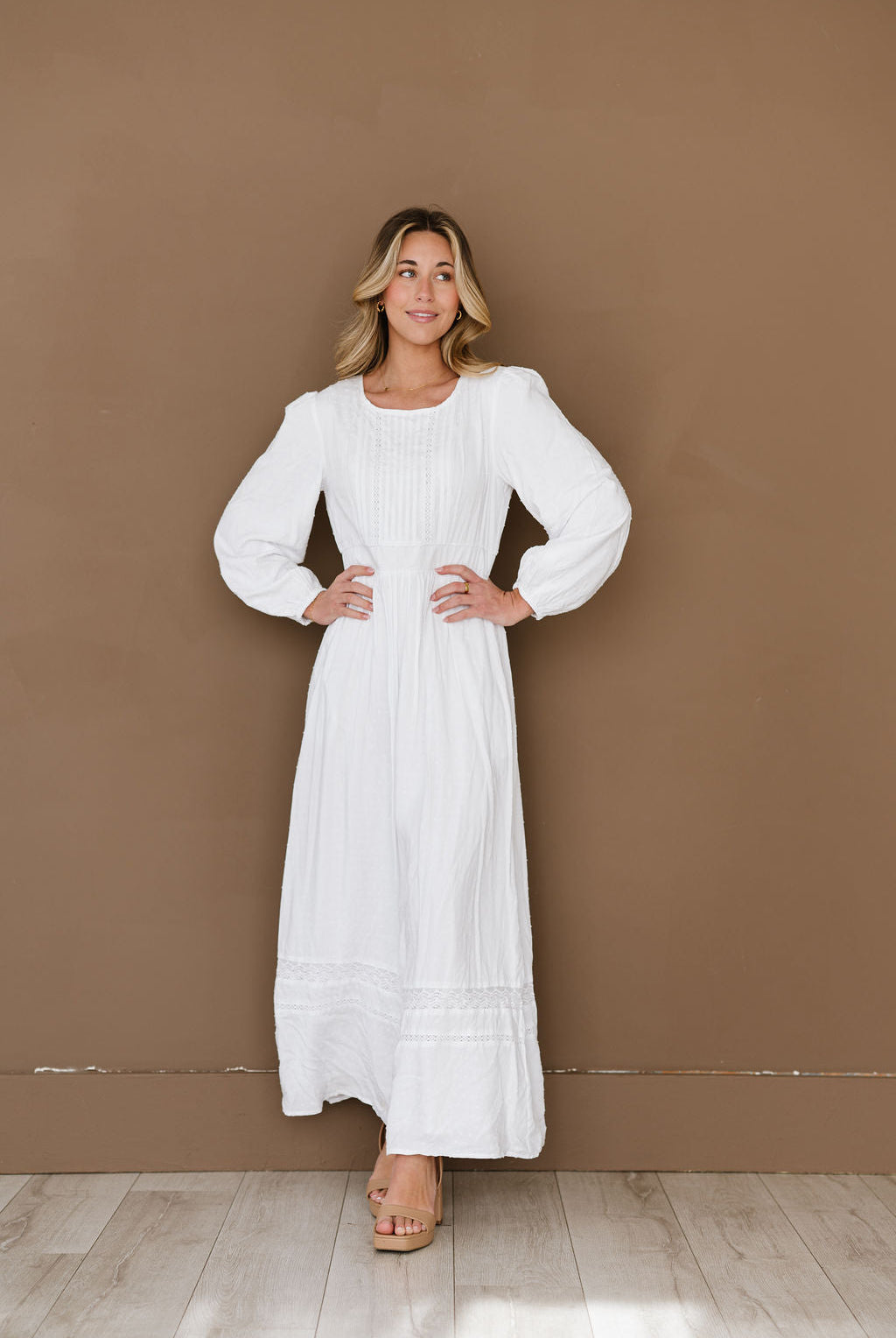 Long sleeve white gown