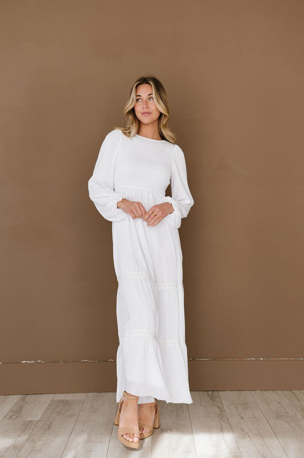 Modest White Dress FEHRNVI — free download