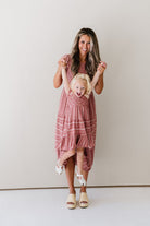 red smocked mom and me dress