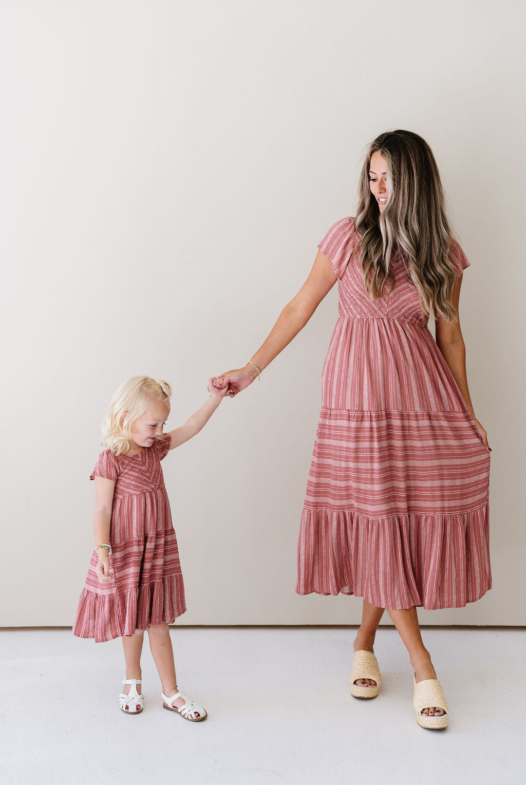 red mom and me photoshoot dresses
