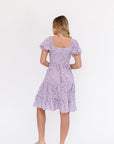 Purple dress with floral rent