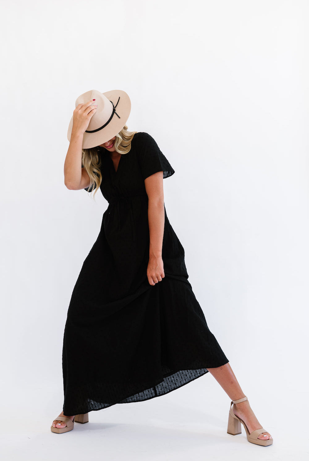 Swiss Dot Black Maxi Dress