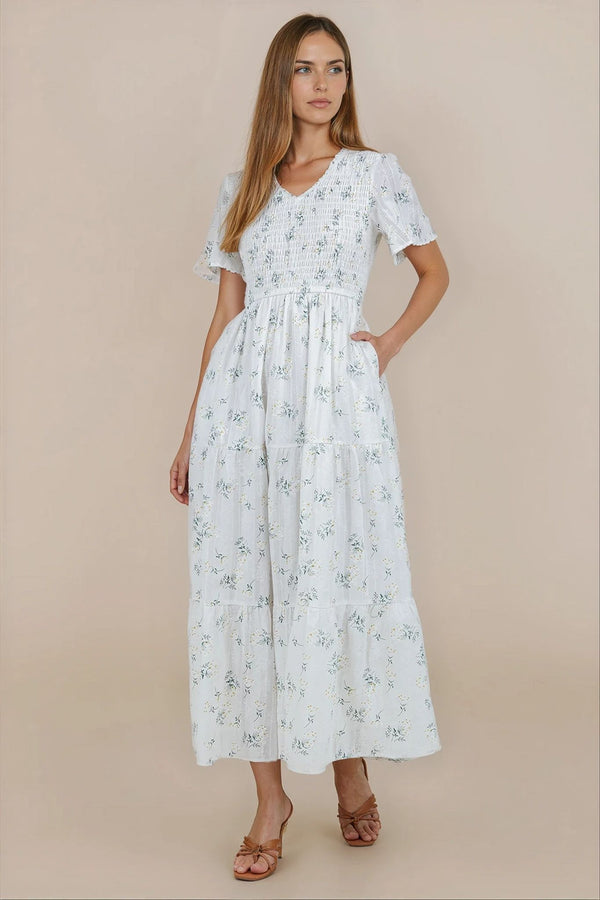 Tayla Dress in White Floral