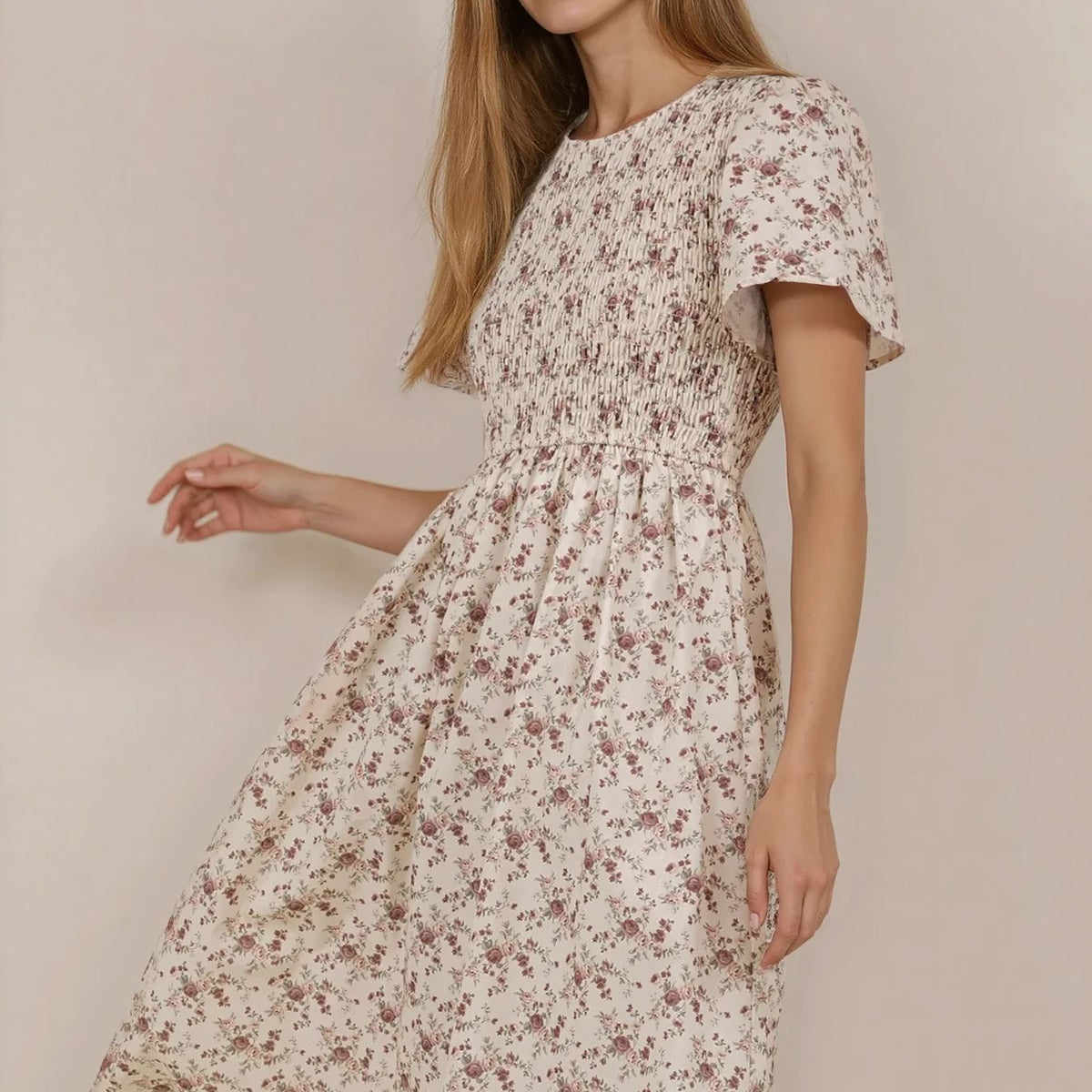 Fall Cream Floral Modesgt Dress – FEHRNVI