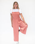 Jumpsuit with waffle-knit bodice and pockets