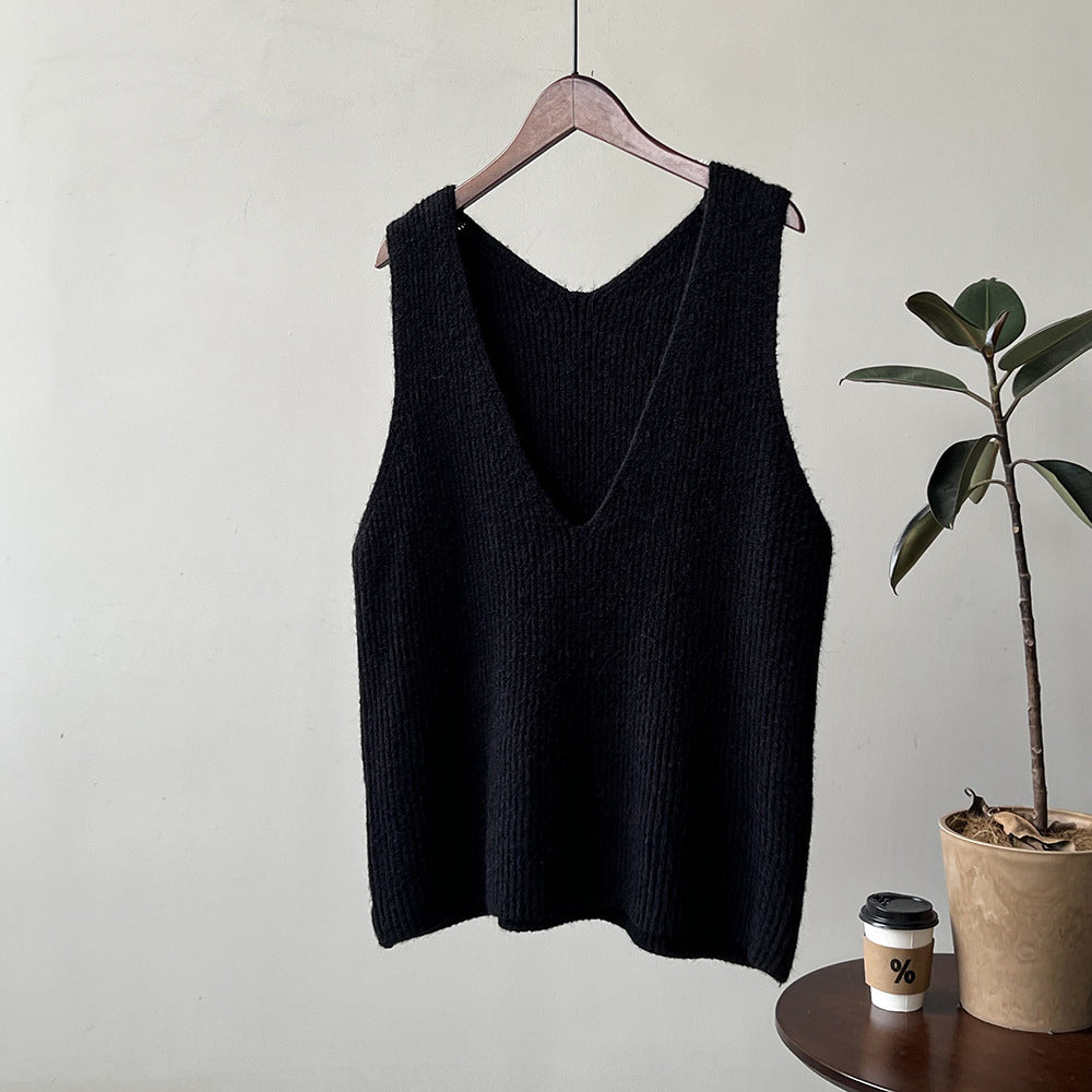 Simple V Neck Knitted Vest