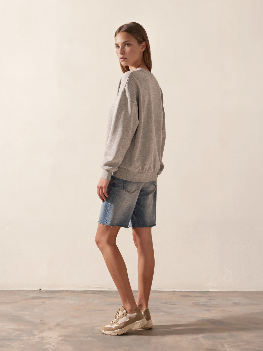 High Rise Waist Tie Denim Bermuda Shorts