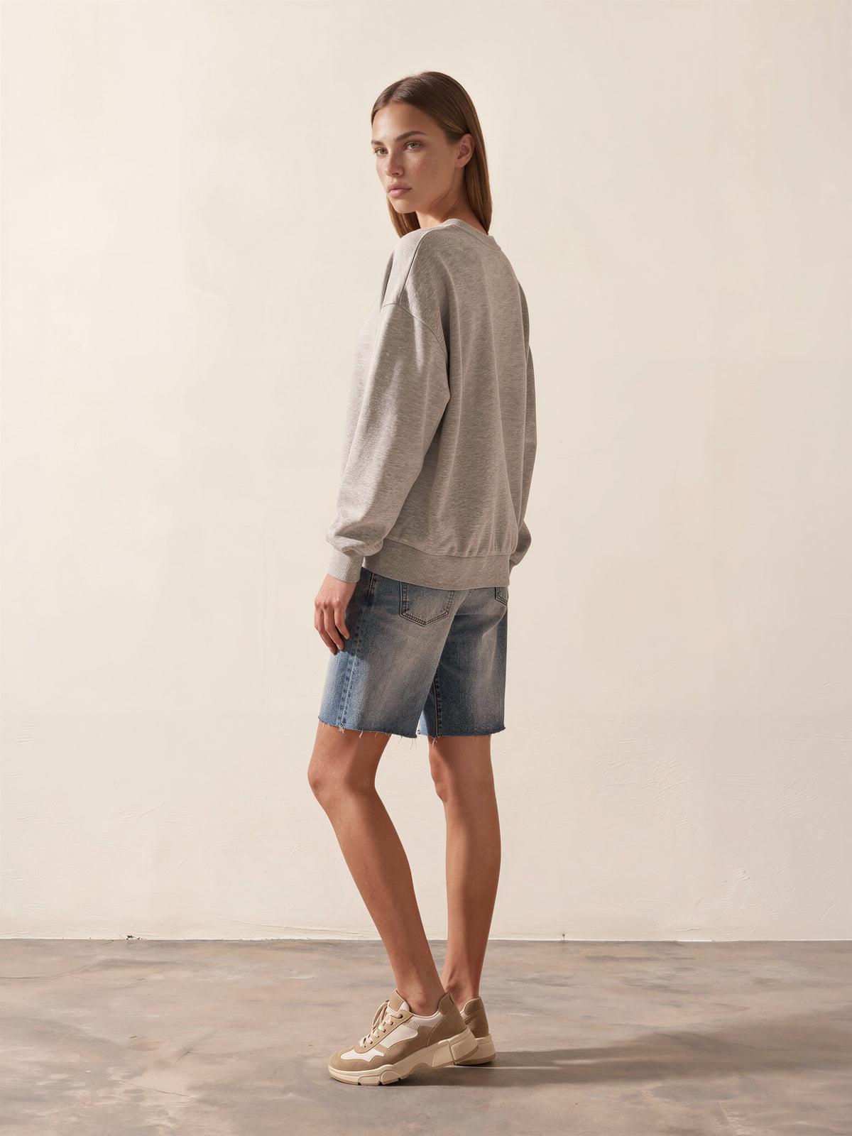 High Rise Waist Tie Denim Bermuda Shorts
