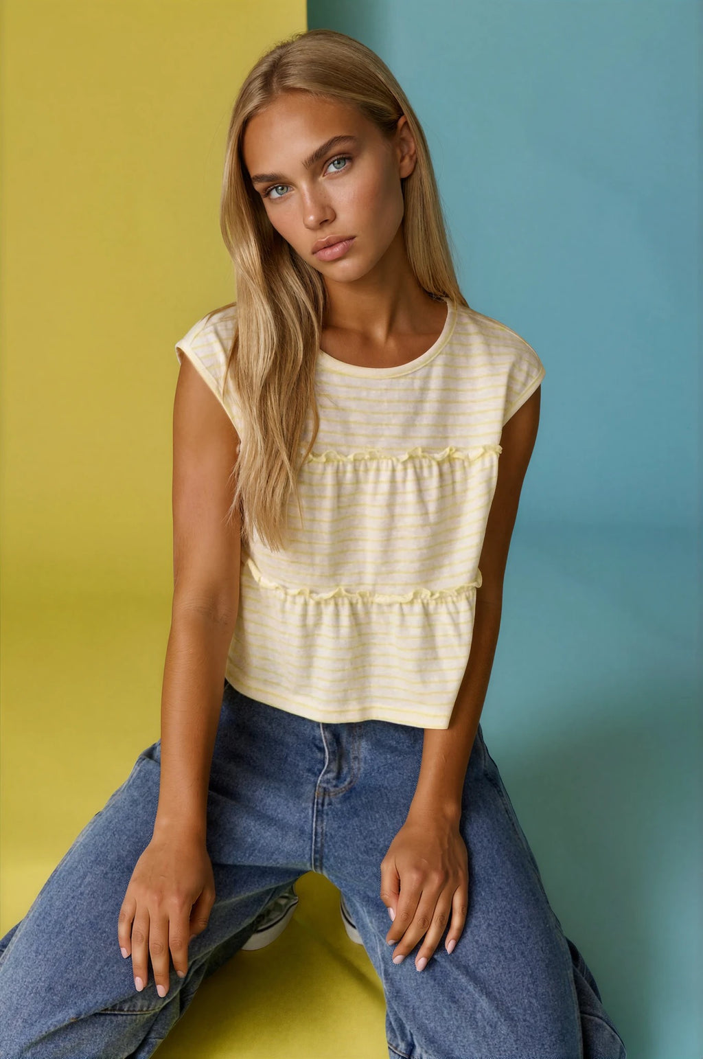 Lottie Tiered Top in Yellow