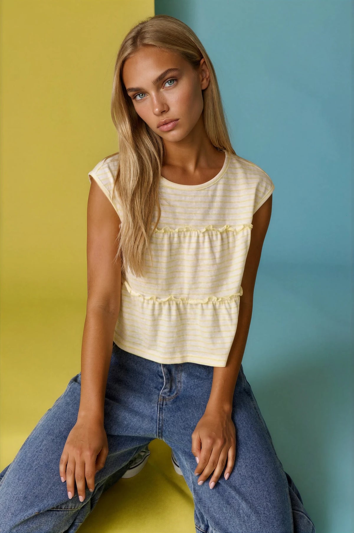 Lottie Tiered Top in Yellow