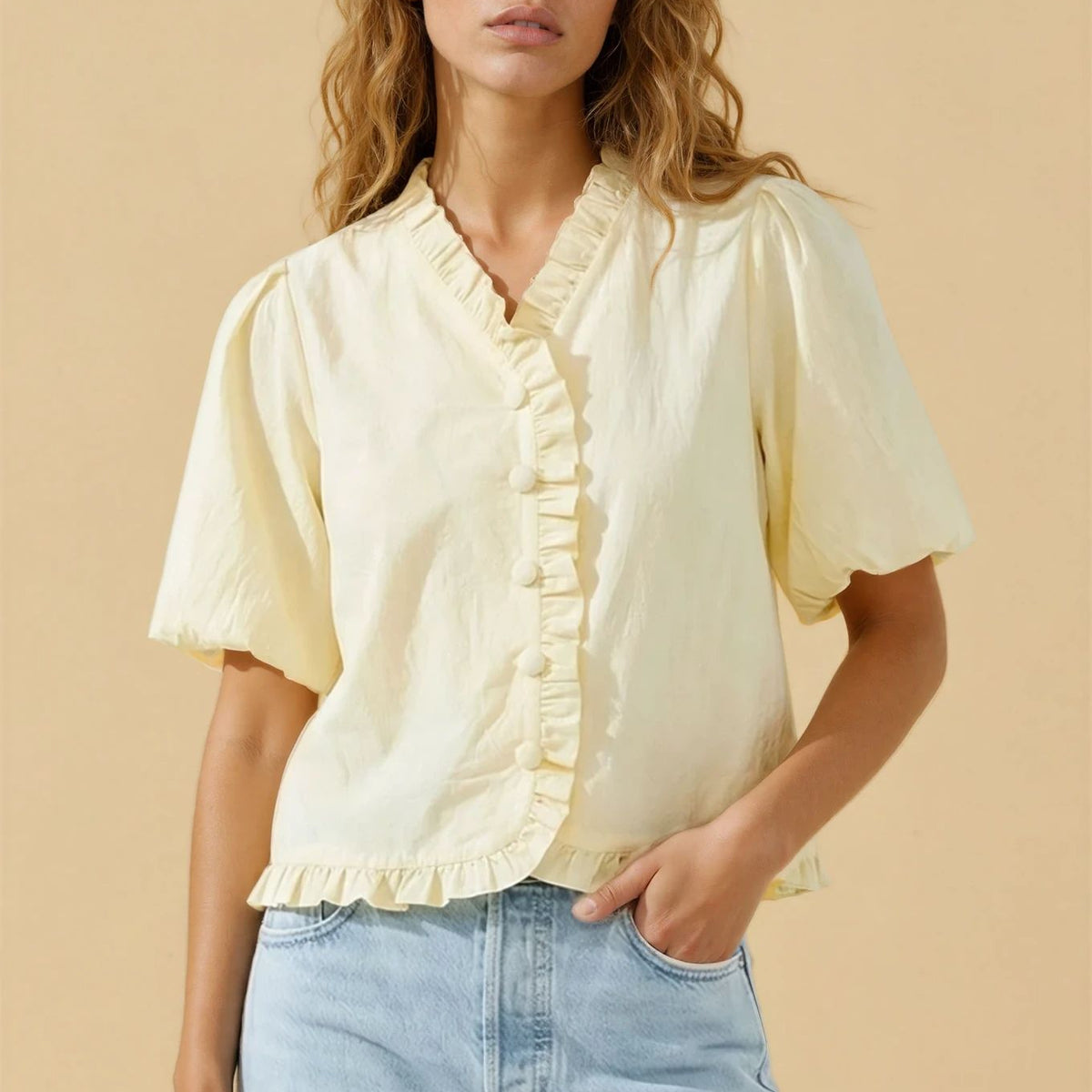 Milly Ruffle Top in Yellow – FEHRNVI