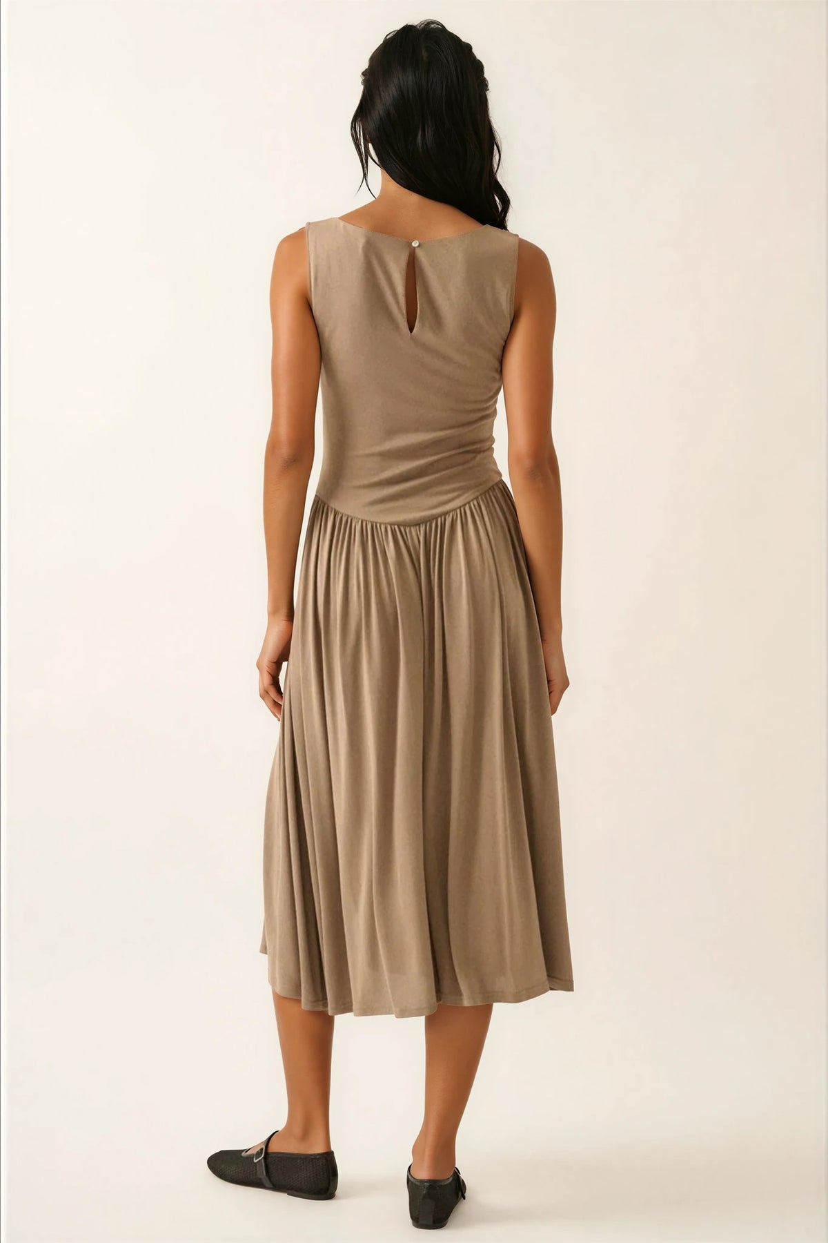 Annie Modal Knit Boatneck Drop-Waist Midi Dress