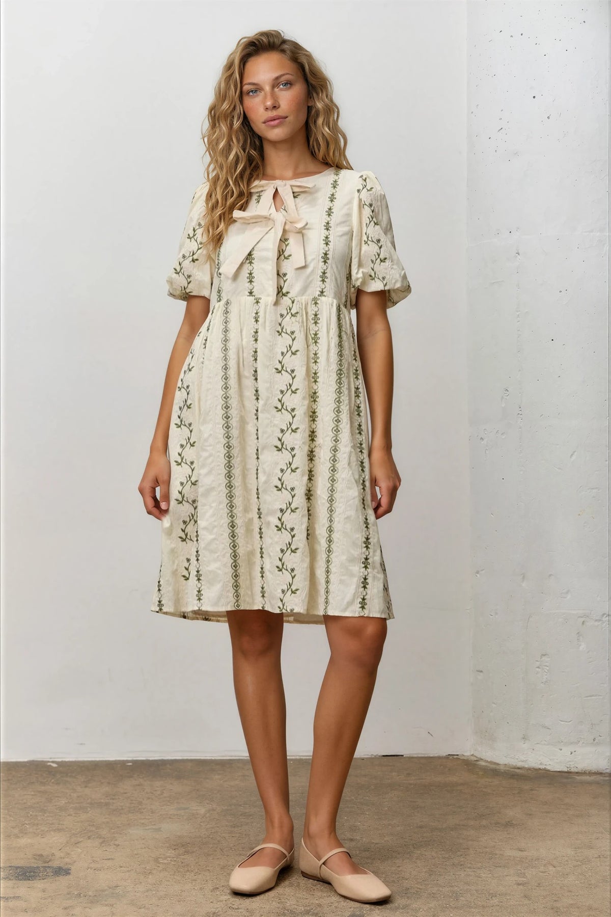 Amara Front Tie Embroidered Dress