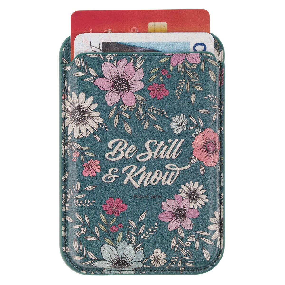 Phone Wallet Magnetic Teal Be Still & Know