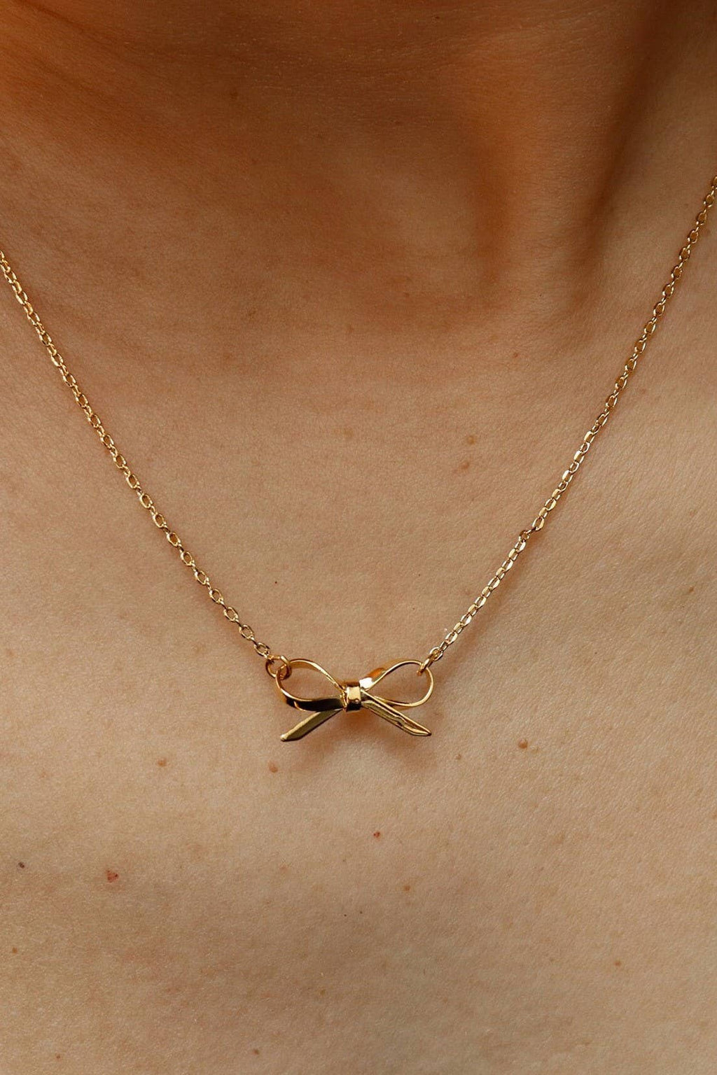 18K Stainless Steel Tarnish Free Bow Necklace