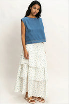 Denim modest tops
