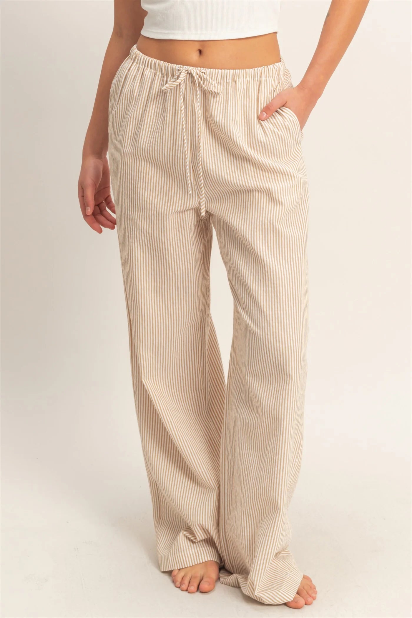 Brown Striped Pants