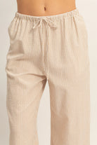Striped Brown Drawstring Pants 