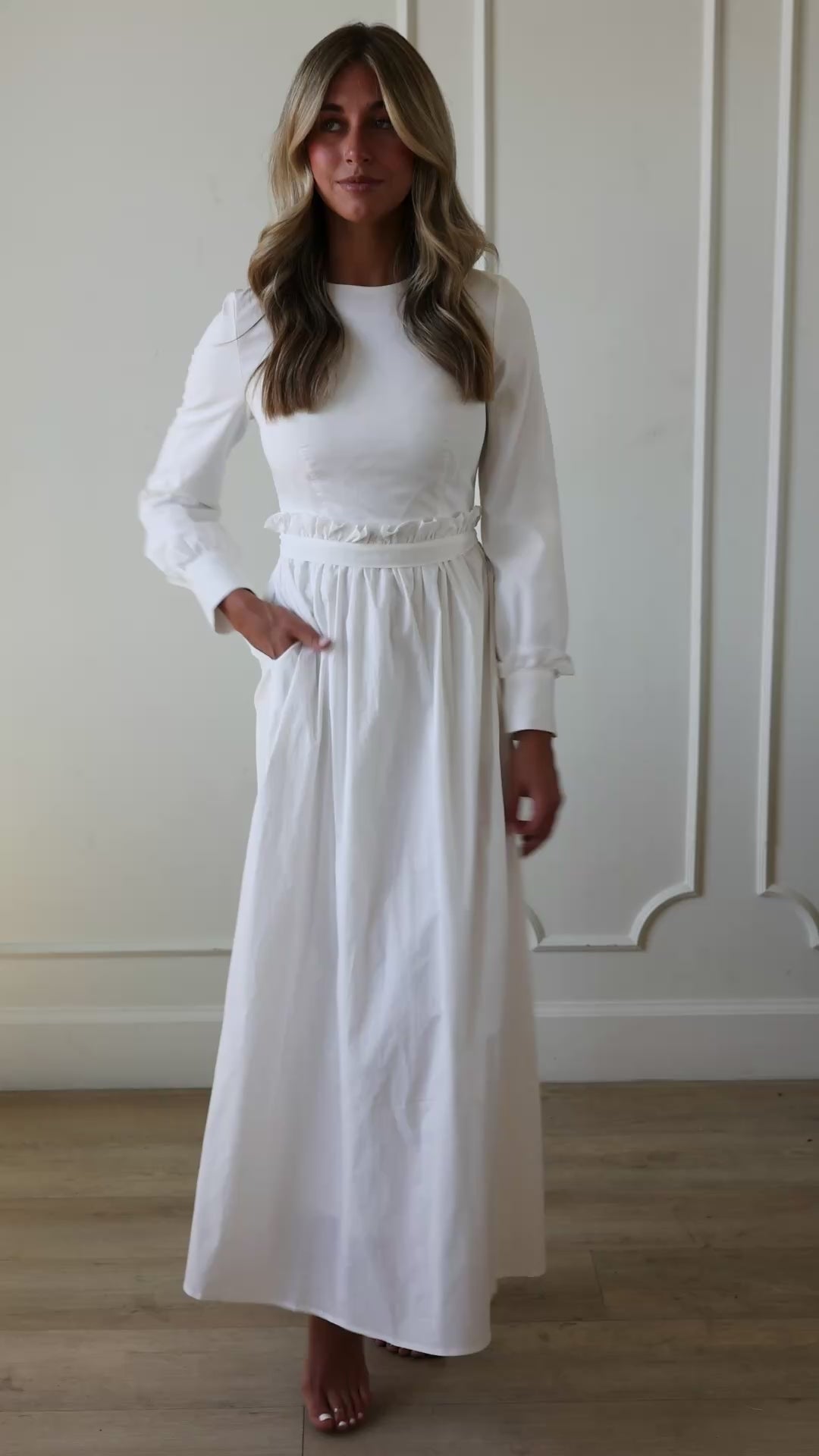 White Ruffle LDS Temple Gown – FEHRNVI