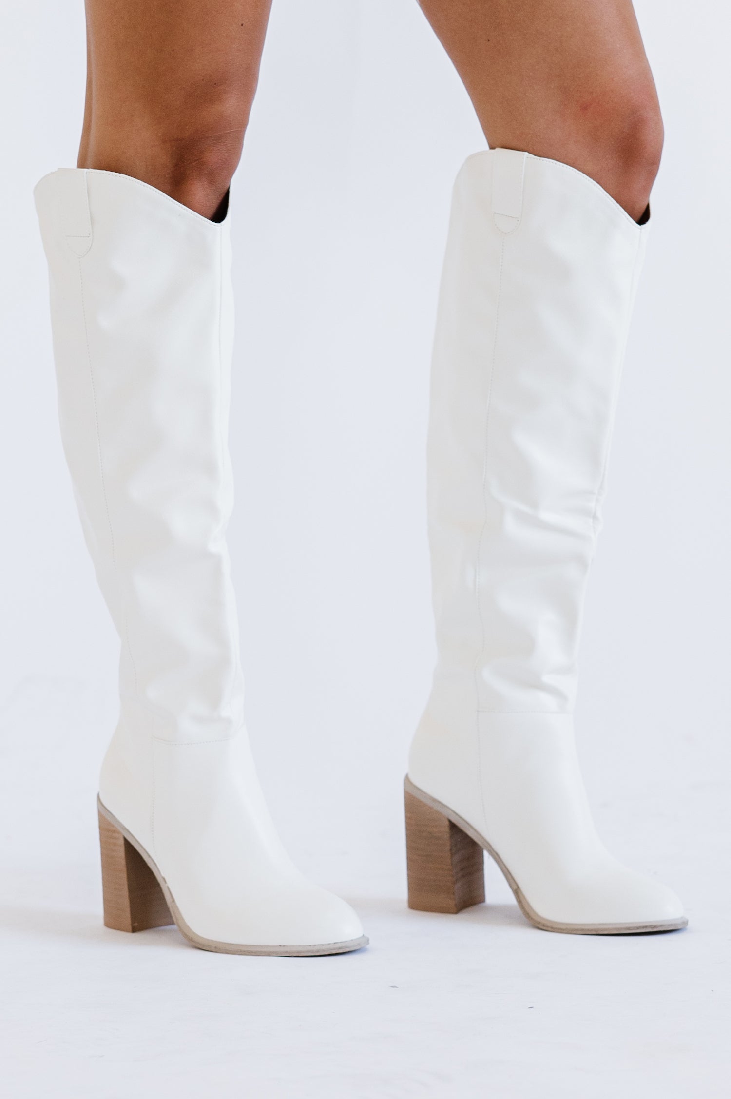 White boots with heels
