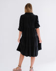 Black button up dress with collar